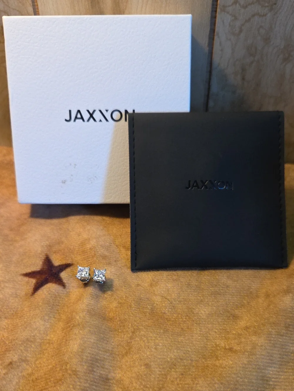 Jaxxon Black Leather Earring Case with Sterling Silver Stud Earrings